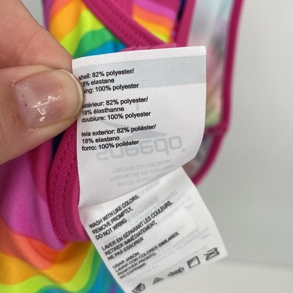 Speedo Girls Stretch Rainbow 🌈 Square Neck Sleeveless One-Piece Swimsuit Large - Picture 6 of 7
